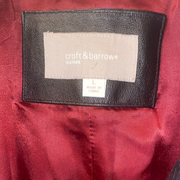 CROFT & BARROW Genuine Leather Waist Length Y2K MOTO Jacket Black Size LARGE - Picture 3 of 6